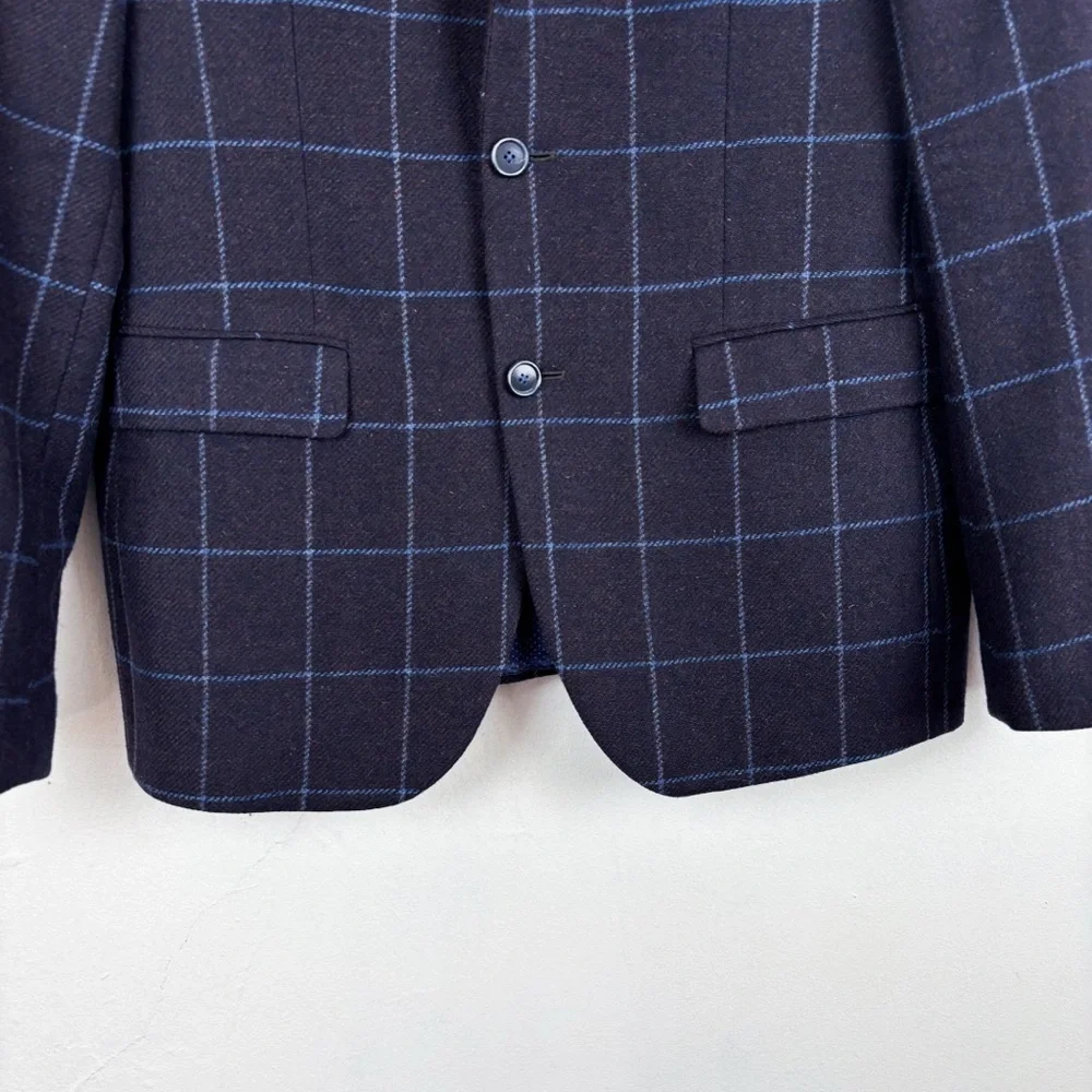 Sand Copenhagen Men’s Virgin Wool Plaid Blazer Sz 52